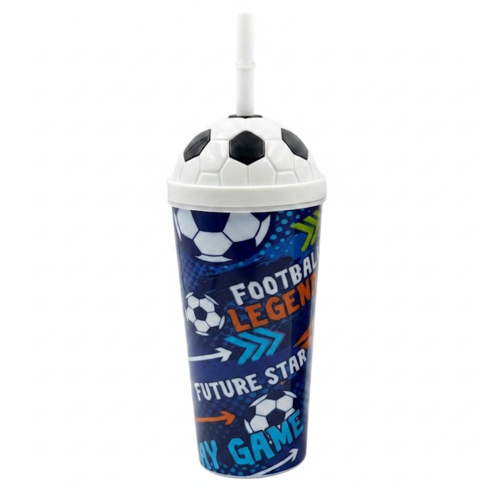 Kids Football Sports Tumbler Cup with Straw