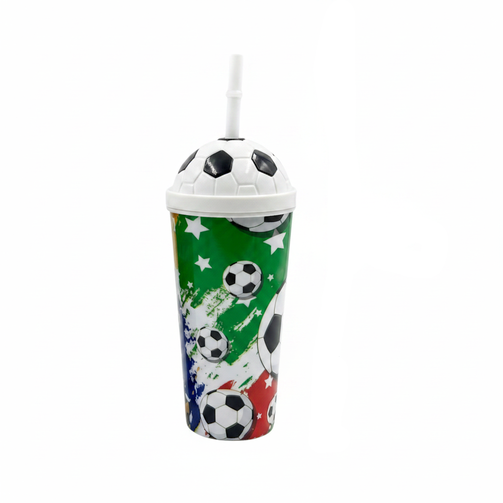 Kids Football Sports Tumbler Cup with Straw
