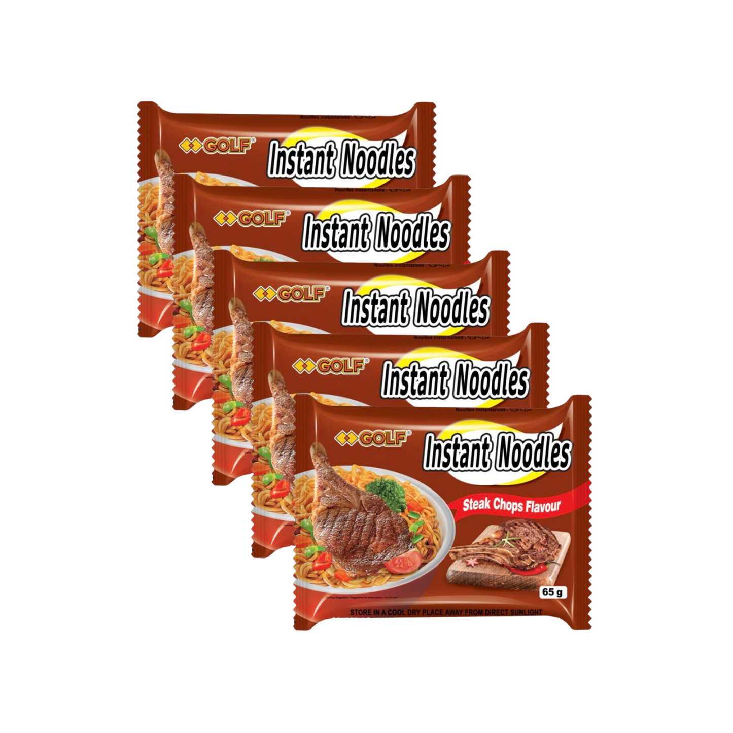 Golf instant noodles steak chops flavour 5x65g